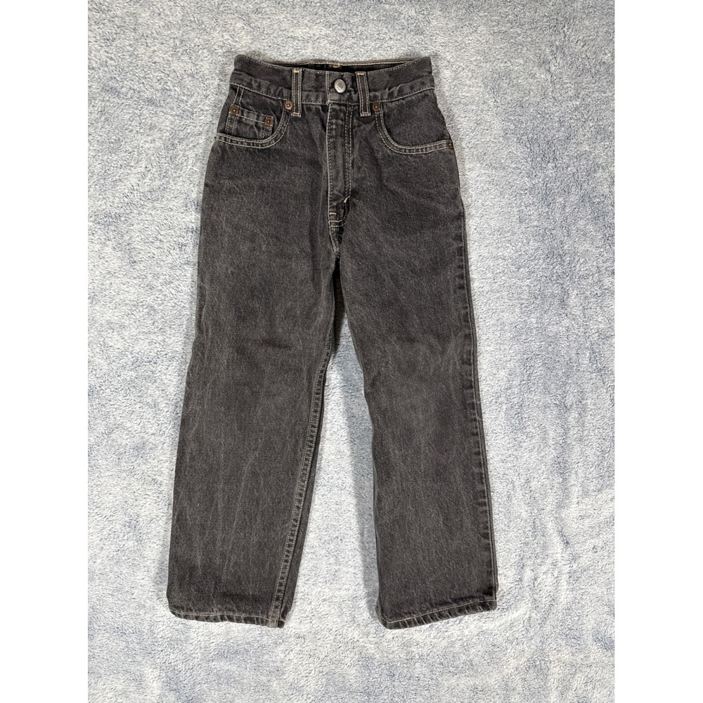 Levis 569 Loose Fit Jeans Boys Size‎ 7 Faded Black Denim 100% Cotton 24270-0762